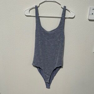 Blue and White Striped Bodysuit